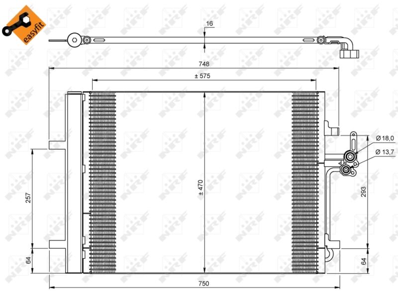 NRF 35850 Kondensator, Klimaanlage für Ford Land Rover Volvo S-Max + VAN 2006->